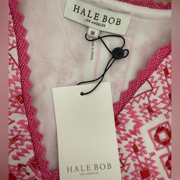 Hale Bob pink and white Logan Embroidered Midi Dress Size Medium - Picture 9 of 10
